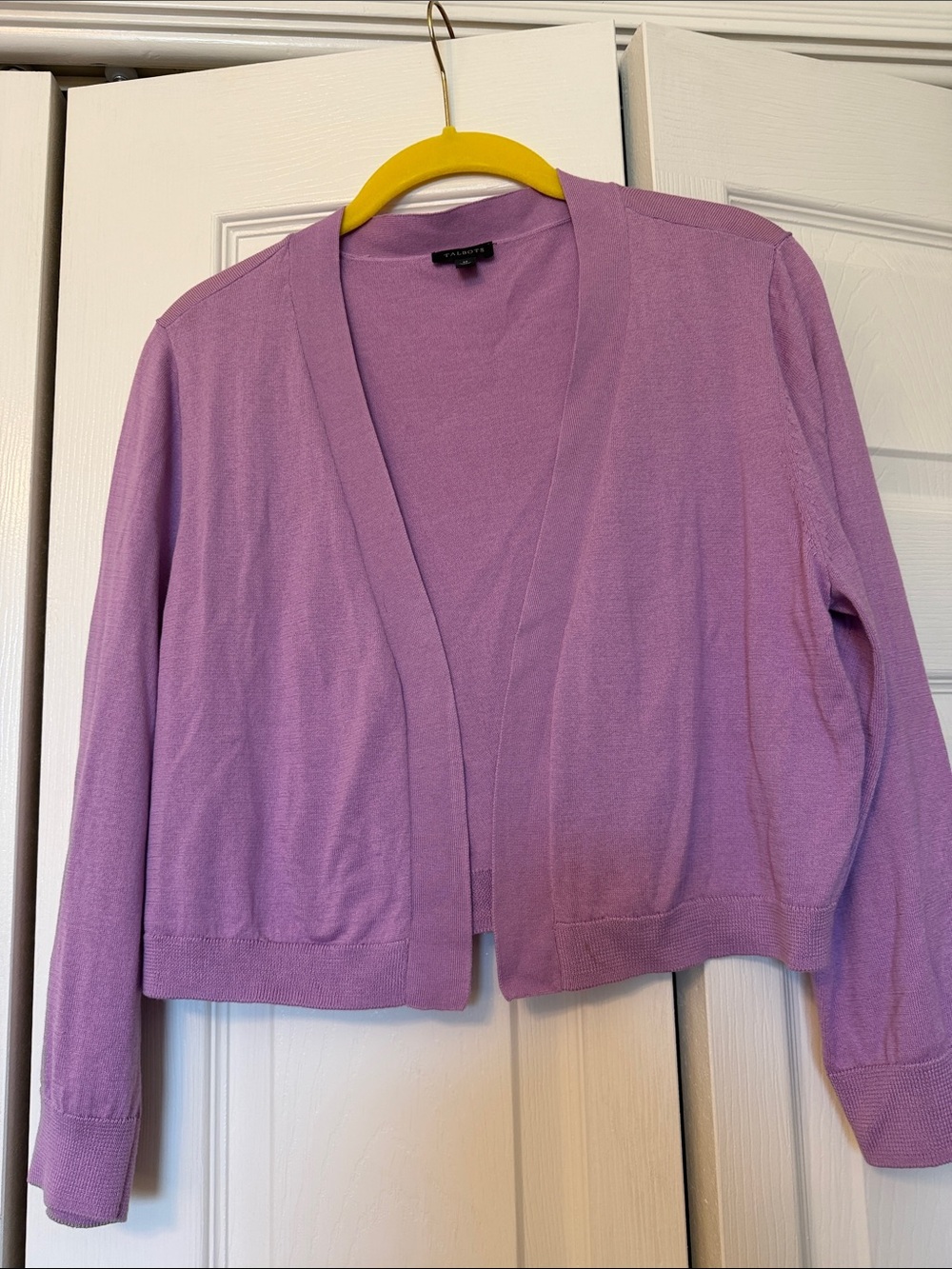 Talbots Lavender Open-Front Cardigan